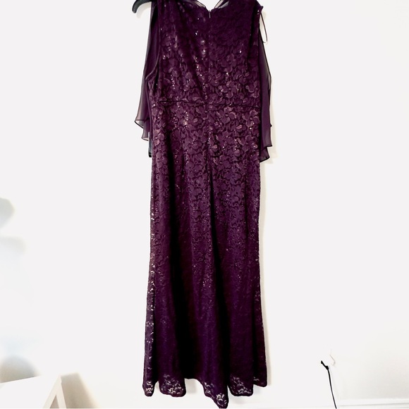 S.L. Fashions Women's Long Cape Dress, Deep Plum( brand new) - Picture 7 of 7